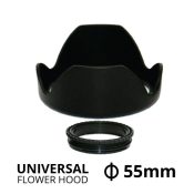 Jual lens hood universal flower hood ukuran diameter 55 milimeter