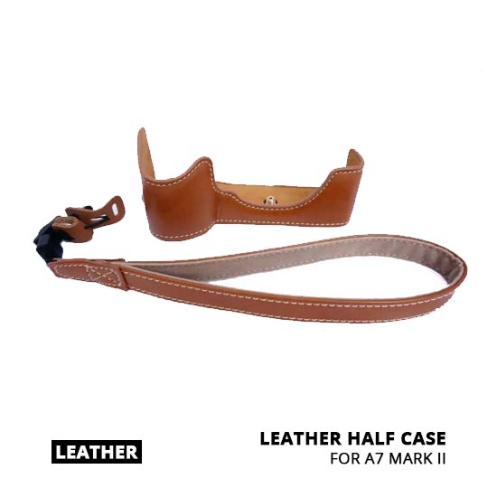 jual Leather Half Case for A7 Mark II Brown