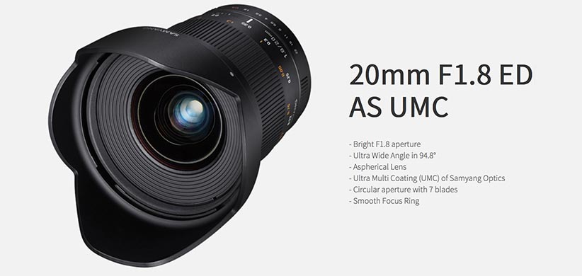 jual Samyang 20mm F1.8 ED AS UMC for Canon