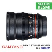 Jual Lensa Samyang 24mm T1.5 VDSLR ED AS IF UMC II for Sony Murah. Cek Harga Lensa Samyang 24mm T1.5 VDSLR ED AS IF UMC II for Sony di Toko Kamera Online Surabaya Jakarta - Plazakamera.com