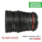Jual Lensa Samyang 35mm T1.5 VDSLR AS UMC II for Canon Murah. Cek Harga Samyang 35mm T1.5 VDSLR AS UMC II for Canon di Toko Kamera Online Surabaya Jakarta - Plazakamera.com