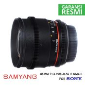 Jual Lensa Samyang 85mm T1.5 VDSLR AS IF UMC II for Sony Murah. Cek Harga Lensa Samyang 85mm T1.5 VDSLR AS IF UMC II for Sony di Toko Kamera Online Surabaya Jakarta Indonesia - Plazakamera.com
