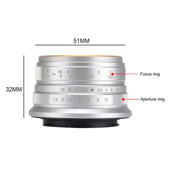 Jual Lensa 7Artisans 25mm f1.8 for Canon EOS-M Silver