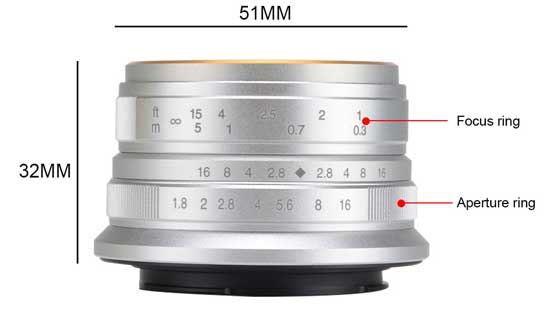 Jual Lensa 7Artisans 25mm f1.8 for Panasonic dan Olympus M 4-3 - Silver