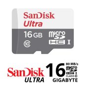 Jual Aksesoris Kamera Memory Card Sandisk Ultra MICROSDHC 80MbS - 16GB Harga Murah