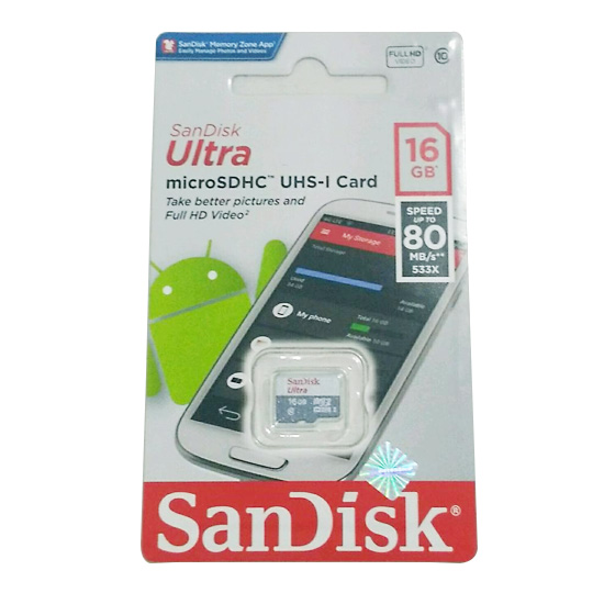 Jual Memory Sandisk Ultra MICROSDHC 80Mb/S - 16GB Harga Murah