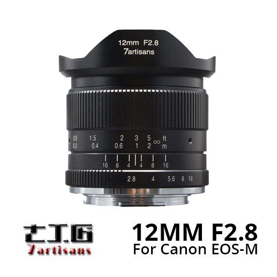 Jual lensa 7artisans 12mm f2.8 for Canon EOS-M Mount Black harga murah