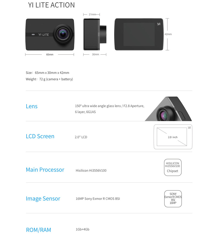 Jual Action Camera Xiaomi Yi LITE 4K - Black Harga Murah
