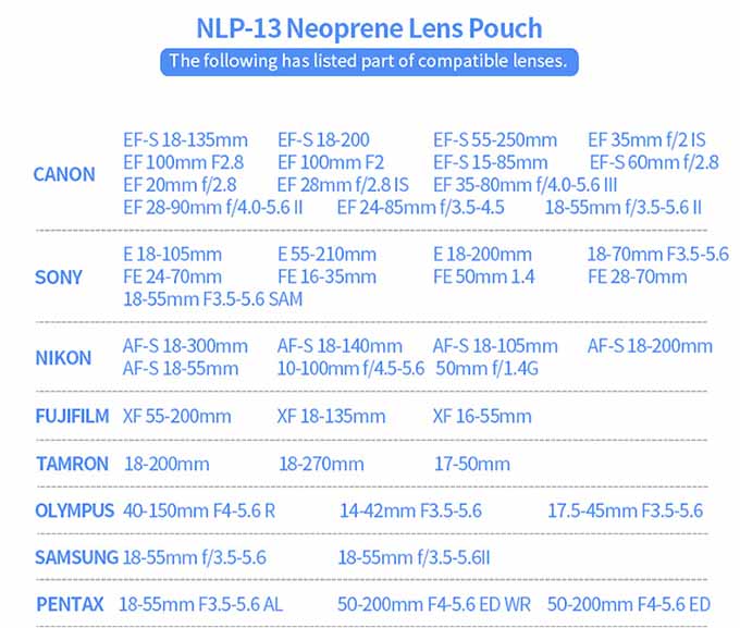 Jual JJC Neoprene Lens Pouch NLP-13 Harga Murah dan Spesifikasi