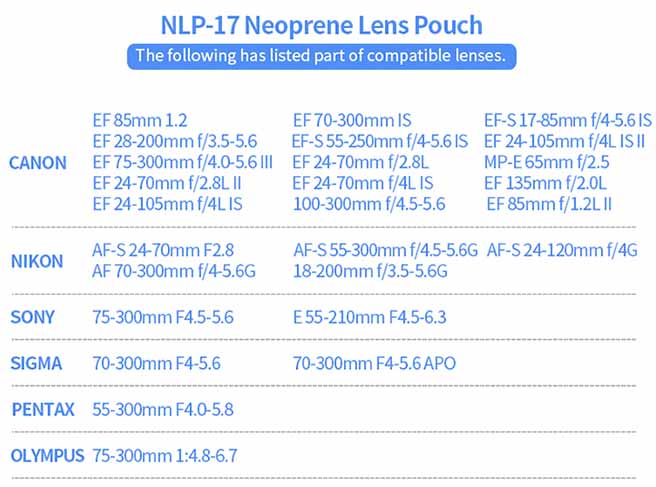Jual JJC Neoprene Lens Pouch NLP-17 Harga Murah dan Spesifikasi