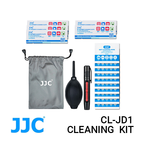 Jual JJC CL-JD1 Cleaning Kit Harga Murah dan Spesifikasi. Dust Blower CleanerLens, Cleaning Pen, Wet Cleaning Wipe, Microfiber Cleaning Cloth, Storage Pouch