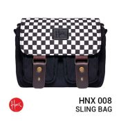 Jual HONX HNX 008 Sling Bag Black White Harga Murah dan Spesifikasi