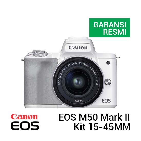Jual Canon EOS M50 Mark II kit 15-45mm White Harga Terbaik dan Spesifikasi