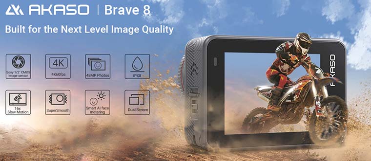 Jual Akaso Brave 8 4K 60FPS Waterproof Action Camera Dual Screen Harga Murah dan Spesifikasi